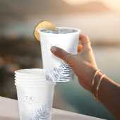 Lush Palm Leaf Wedding Windsor Blue/Wht ID956 Pappbecher