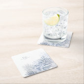 Lush Palm Leaf Wedding Windsor Blue/Wht ID956 Rechteckiger Pappuntersetzer (Vor Ort)