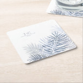 Lush Palm Leaf Wedding Windsor Blue/Wht ID956 Rechteckiger Pappuntersetzer (angewinkelt)