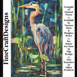 Lush Paper Mosaic Collage Heron Bird BV5 Decoupage Seidenpapier