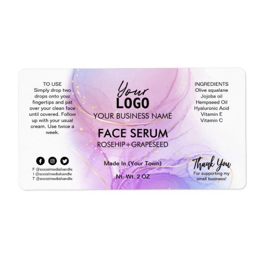 Lush Pastel Alcohol Tinte Face Serum Labels (Vorne)
