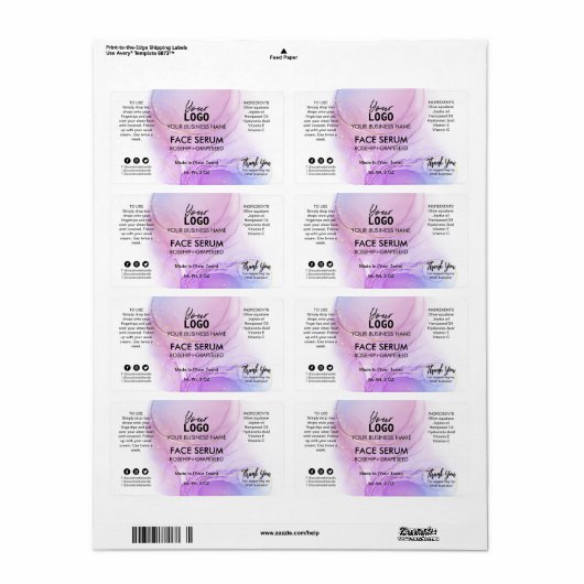 Lush Pastel Alcohol Tinte Face Serum Labels (Vorne)