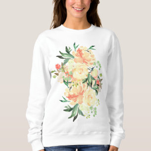 Lush Peach und Cream Rose Bouquet Sweatshirt