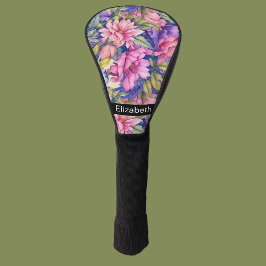 Lush Pink and Purple Flowers Personalized Golf Headcover