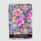 Lush Pink and Purple Flowers Personalized Golfhandtuch (Vorderseite)