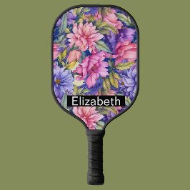 Lush Pink and Purple Flowers Personalized Pickleball Schläger