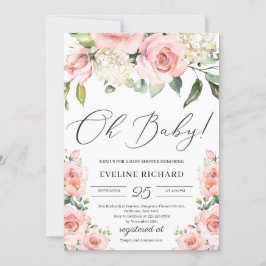 Lush pink bläserne böhmische Kalligraphie Oh Baby Einladung