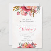 Lush Pink Floral Elegante Hochzeit Einladung (Vorderseite)