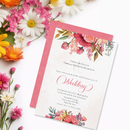 Lush Pink Floral Elegante Hochzeit Einladung