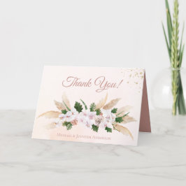 Lush Pink Gold Aquarellfarbe Floral Vielen Dank Dankeskarte