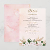 Lush Pink Gold Aquarellfarben Blumenunterkünfte Begleitkarte (Vorne/Hinten)