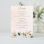 Lush Pink Gold Aquarellfarben Blumenunterkünfte Begleitkarte (Stehend Vorderseite)