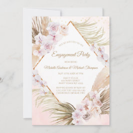 Lush Pink Gold Watercolor Floral Engagement Party Einladung