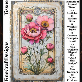 Lush Pink Peongs auf altersgeächtetem Pergament DA Seidenpapier