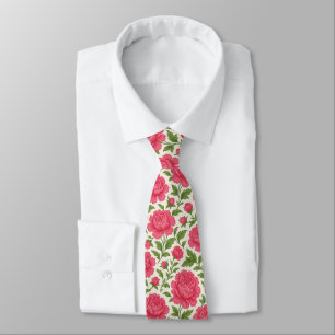 Lush Pink Peonies Floral Krawatte