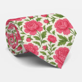 Lush Pink Peonies Floral Krawatte (Gerollt)