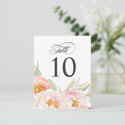 Lush Pink Peonies Tischnummer (Stehend Vorderseite)