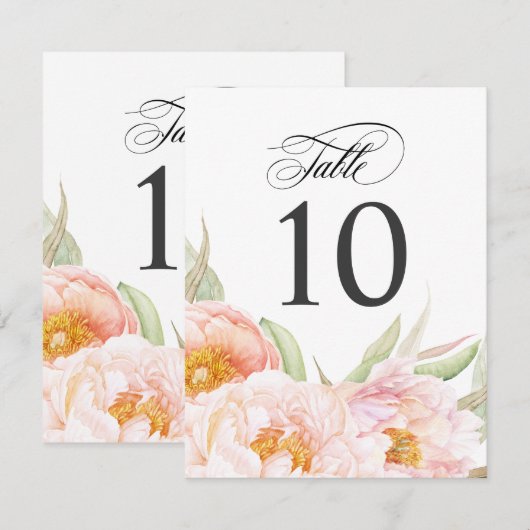 Lush Pink Peonies Tischnummer (Vorne/Hinten)