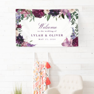 Lush Purple Blumen   Romantische Hochzeit Banner