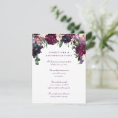 Lush Purple Blumen | Romantische Hochzeit Begleitkarte (Stehend Vorderseite)