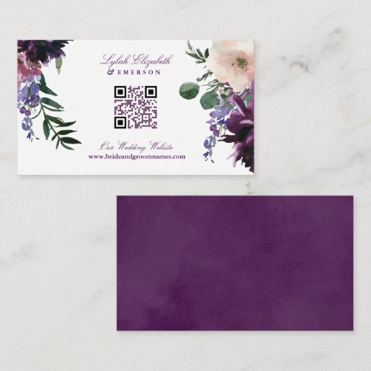 Lush Purple Blumen | Romantische Hochzeit Begleitkarte (Vorne/Hinten)
