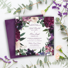 Lush Purple Blumen | Romantische Hochzeit Einladung