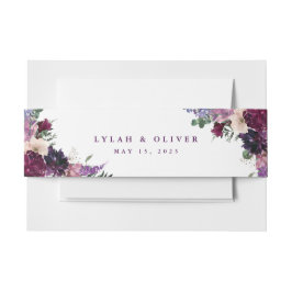 Lush Purple Blumen | Romantische Hochzeit Einladungsbanderole