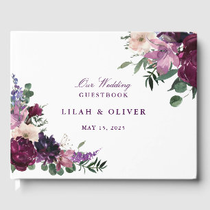 Lush Purple Blumen Romantische Hochzeit Gästebuch