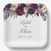 Lush Purple Blumen | Romantische Hochzeit Pappteller (Vorderseite)