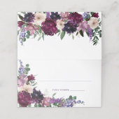 Lush Purple Blumen | Romantische Hochzeit Platzkarte (Außenseite Aufgefaltet)