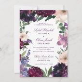 Lush Purple Blumen | Romantische Hochzeitseinladun Einladung (Vorderseite)