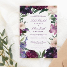 Lush Purple Blumen | Romantische Hochzeitseinladun