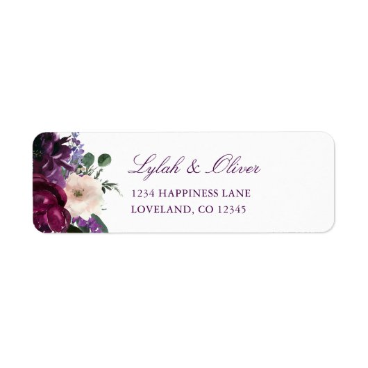 Lush Purple Blumen | Romantische Rücksendeadresse  (Vorne)