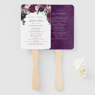 Lush Purple Blumen Romantisches Hochzeitsprogram Fächer