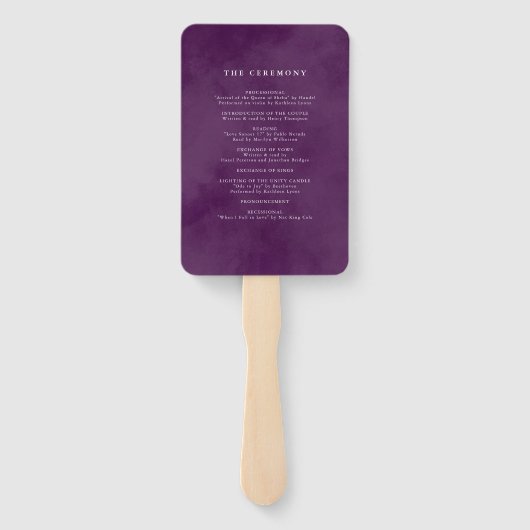 Lush Purple Blumen | Romantisches Hochzeitsprogram Fächer (Rückseite)
