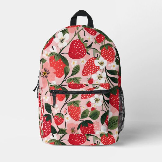 Lush Red Berries und Blüten Bedruckter Rucksack (Vorderseite)