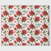Lush Red Roses with Scattered Heart Petals Pattern Geschenkpapier (Flach)