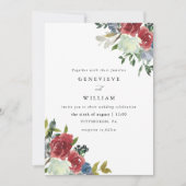 Lush Red Watercolor Bloral Bouquet Foto Wedding (Vorderseite)