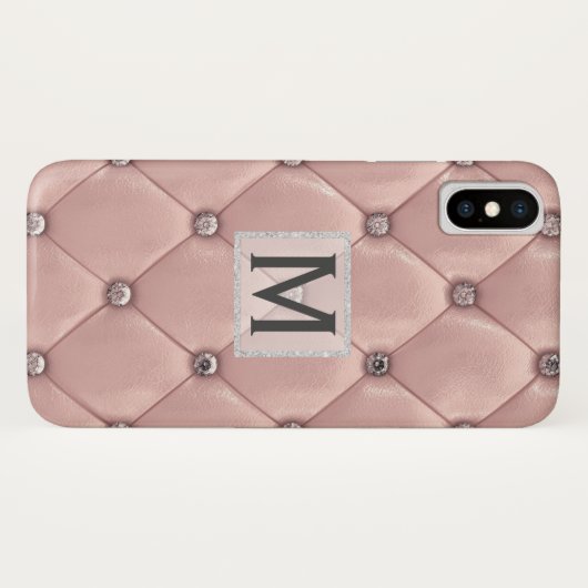 Lush Rose Gold Imitate Leather & Diamonds Mit Mono Case-Mate iPhone Hülle (Rückseite (Horizontal))