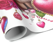 Lush Rose Höhere Kuhwale Geschenkpapier (Rolleneckpunkt)