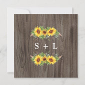 Lush Rustic Watercolor Sonnenblumen Hochzeit Einladung (Rückseite)