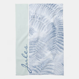 Lush Serene Blue Ferns auf Green Geschirrtuch
