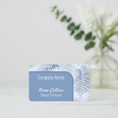 Lush Serene Blue Ferns Curved Border Visitenkarte (Stehend Vorderseite)
