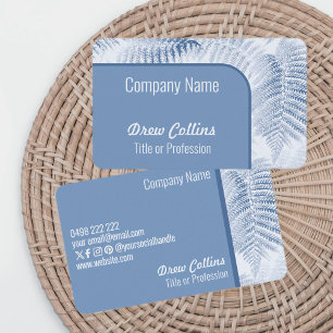 Lush Serene Blue Ferns Curved Border Visitenkarte