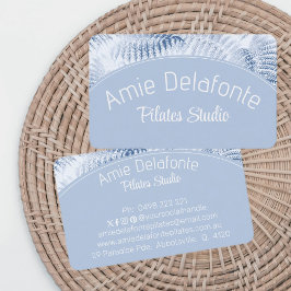 Lush Serene Blue Ferns Curved Panel Business Card Visitenkarte