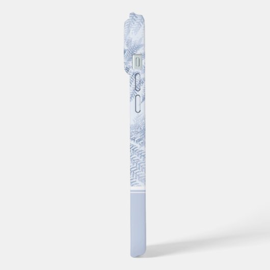 Lush Serene Blue Ferns Monogram Initials iPhone Hülle (Linke Seite)