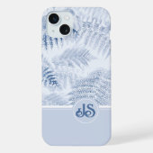 Lush Serene Blue Ferns Monogram Initials iPhone Hülle (Rückseite)