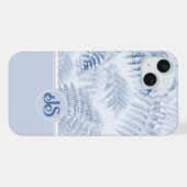 Lush Serene Blue Ferns Monogram Initials iPhone Hülle (Rückseite (Horizontal))