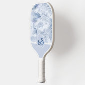 Lush Serene Blue Ferns Monogram Initials Pickleball Schläger (Links)