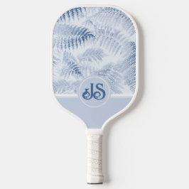 Lush Serene Blue Ferns Monogram Initials Pickleball Schläger